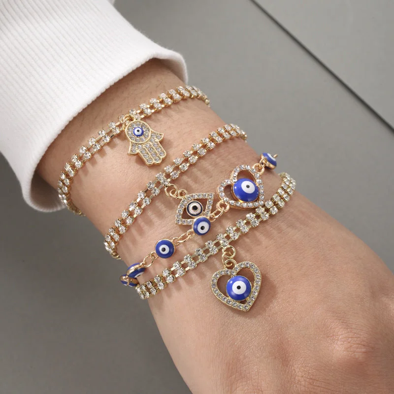 Wholesale Devil Eye Double Layer Alloy Bracelet