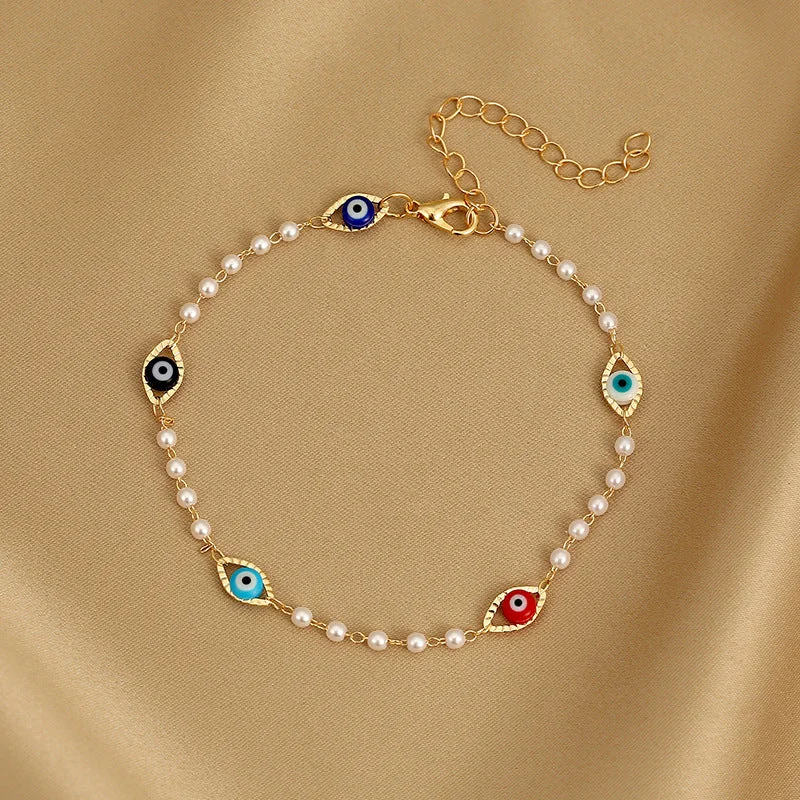 Wholesale Devil Eye Pearl Alloy Bracelet