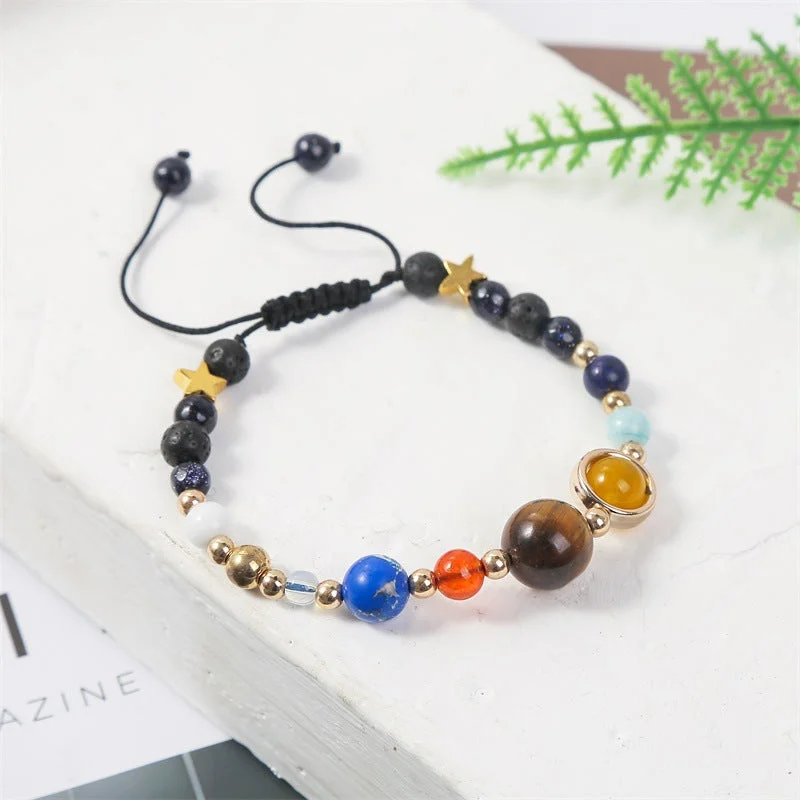 Wholesale Eight Planets Natural Stone Beaded Bracelet