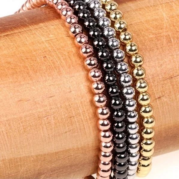 Wholesale Elastic Rope Beads Copper Plated Gold Beads Bracelet