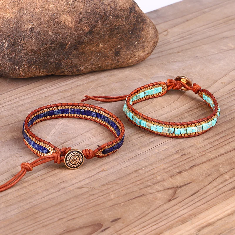 Wholesale Emperor Stone Beads Leather Bracelet