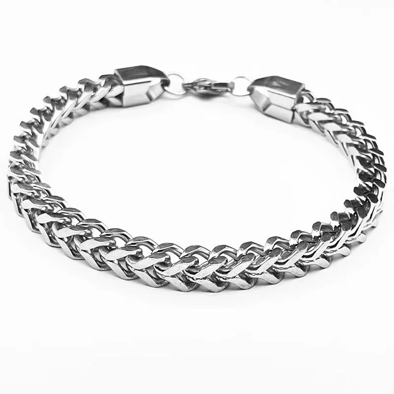 Wholesale Front and Back Chain 6mm Stainless Steel Bracelet