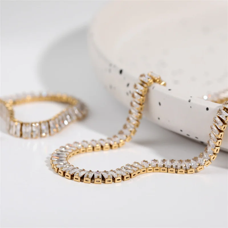 Wholesale Full Diamond Zircon Drawstring Necklace Bracelet Set