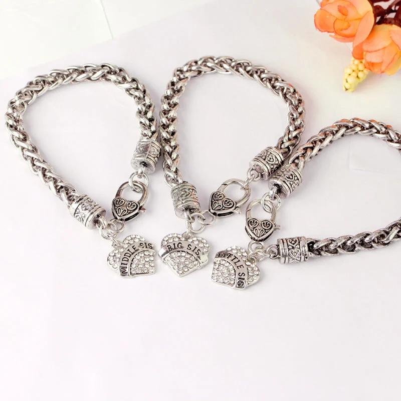 Wholesale Heart Sister Letter Alloy Bracelet