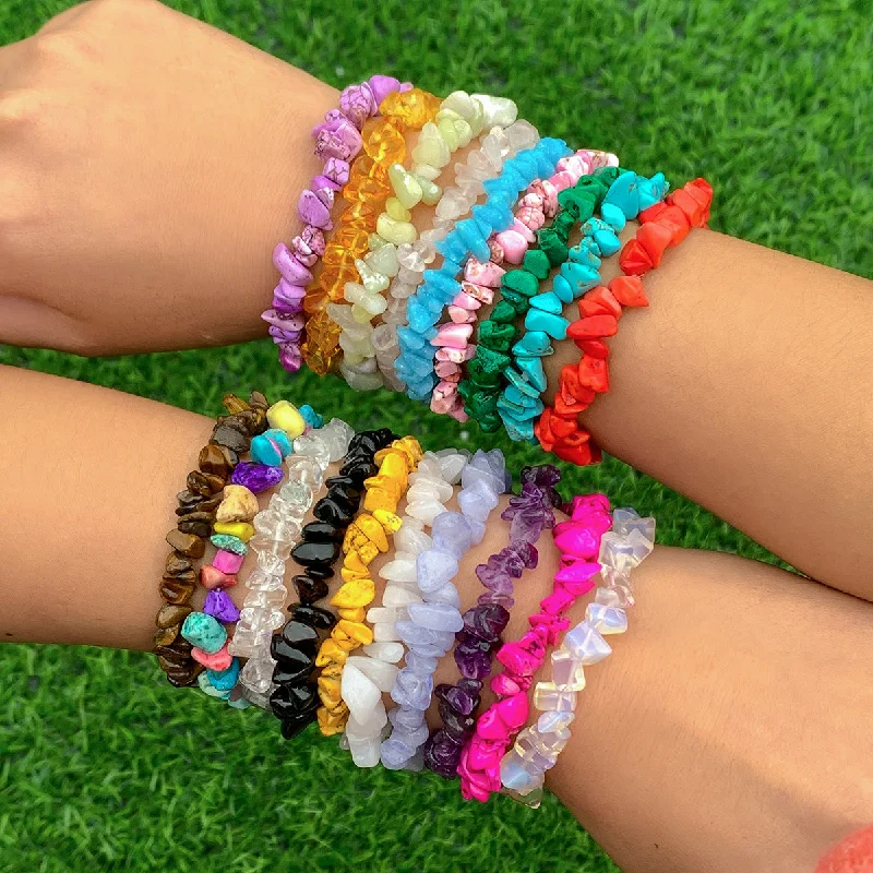 Wholesale Irregular Geometric Colored Crushed Stone Bracelet