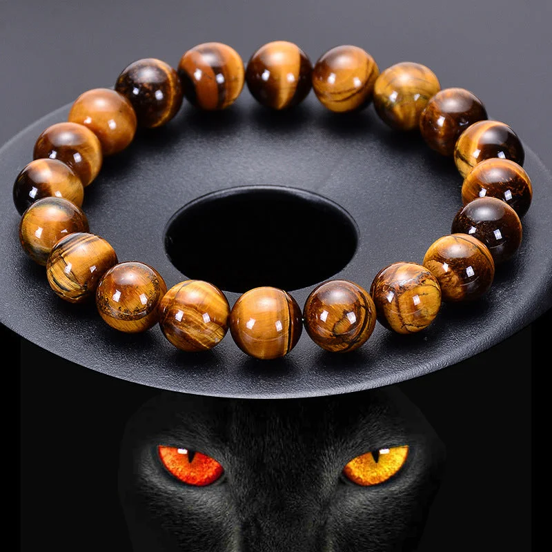 Wholesale Natural Tiger Eye Bracelet Handmade Beaded Single Circle Yellow Tiger Eye Bracelet