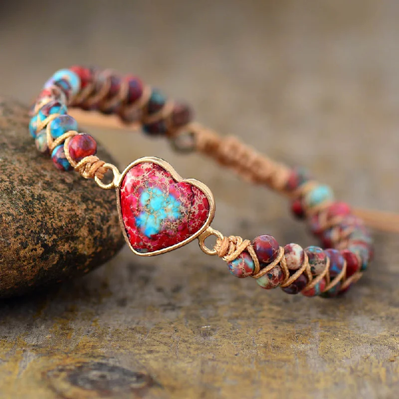 Wholesale Peach Heart Love Woven Bracelet