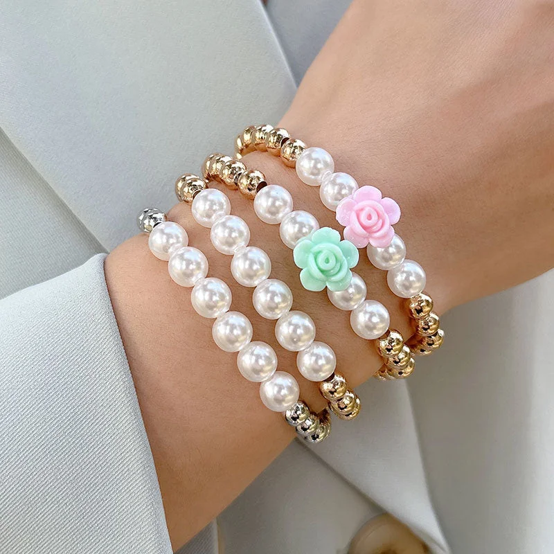 Wholesale Pearl Bohemian Rose Alloy Bracelet