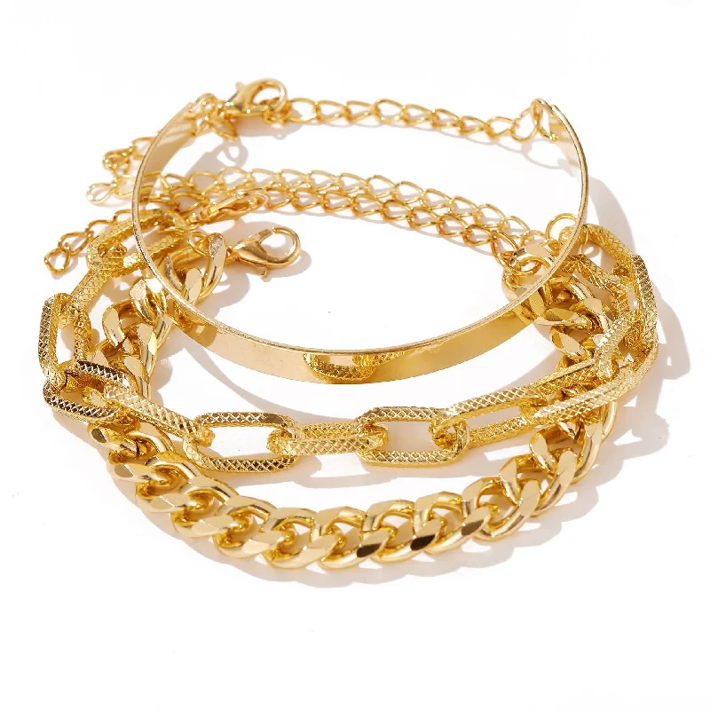 Wholesale Punk Wind Flat Snake Bone Chain Multilayer Thick Chain Bracelet