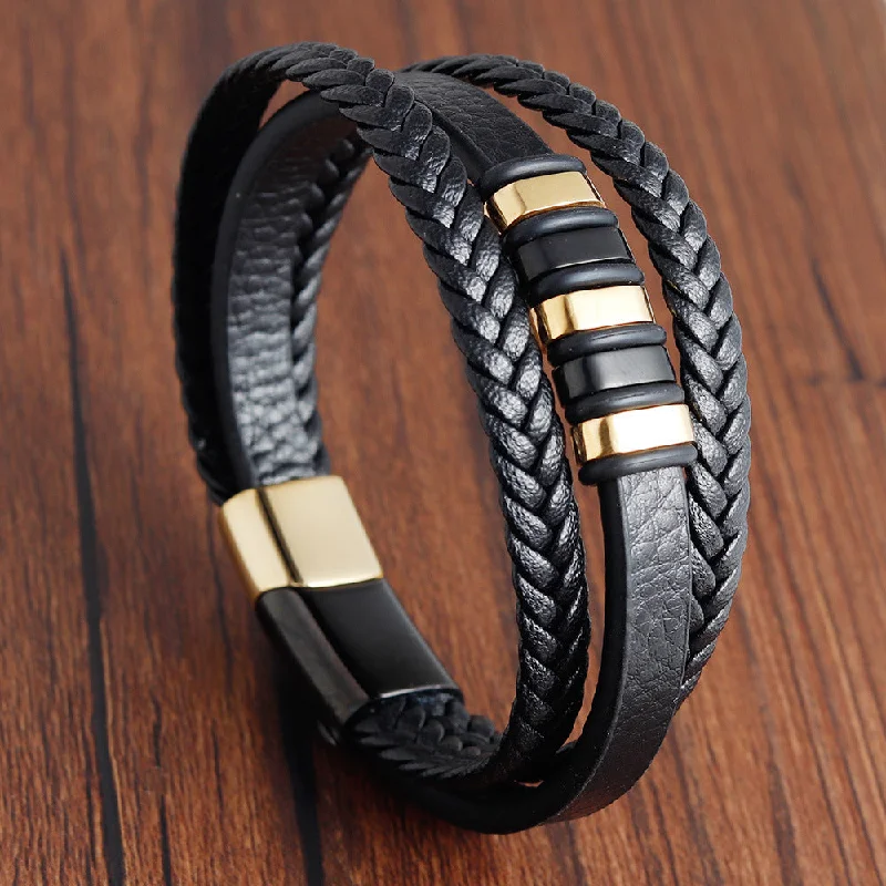 Wholesale Retro Woven Men's Artificial Leather Bracelet