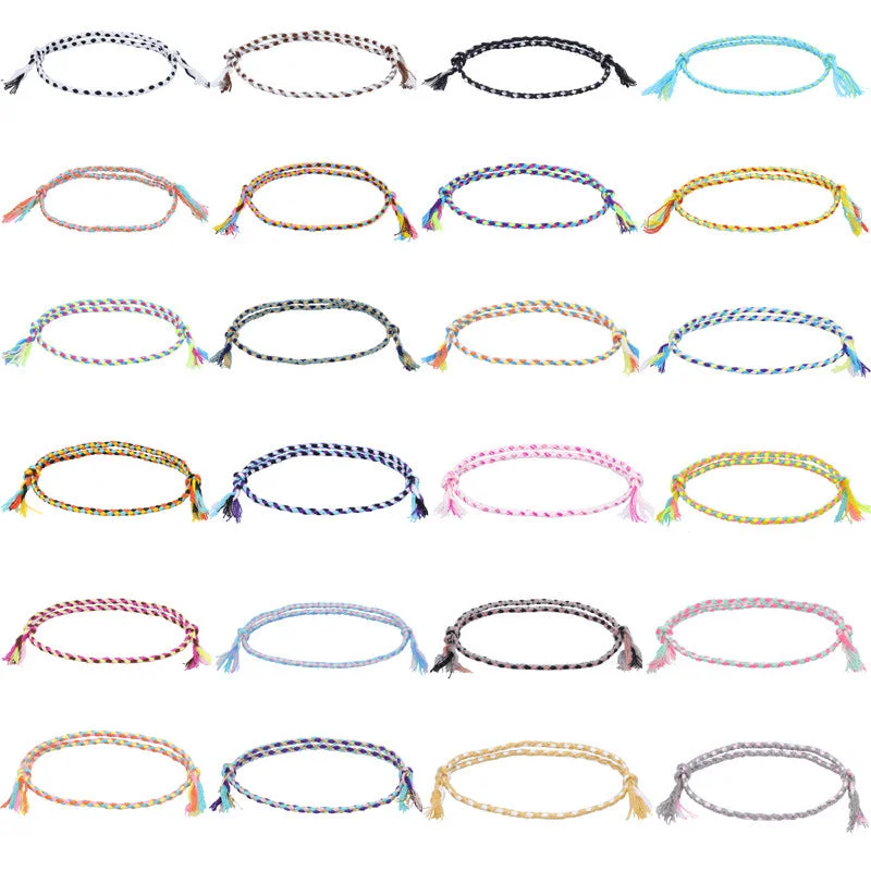 Wholesale Safety Buckle Four Strands Color Hand Woven Polyester Cotton Bracelet