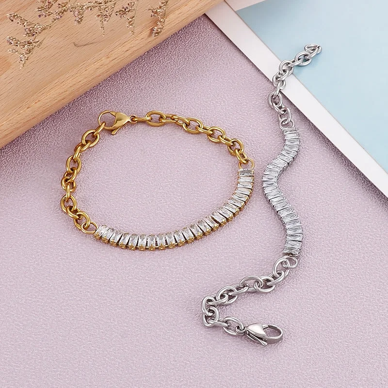 Wholesale Square Zircon Stainless Steel Bracelet