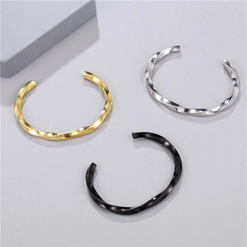 Wholesale Stainless Steel Open C Shape Twisted Line Bracelet