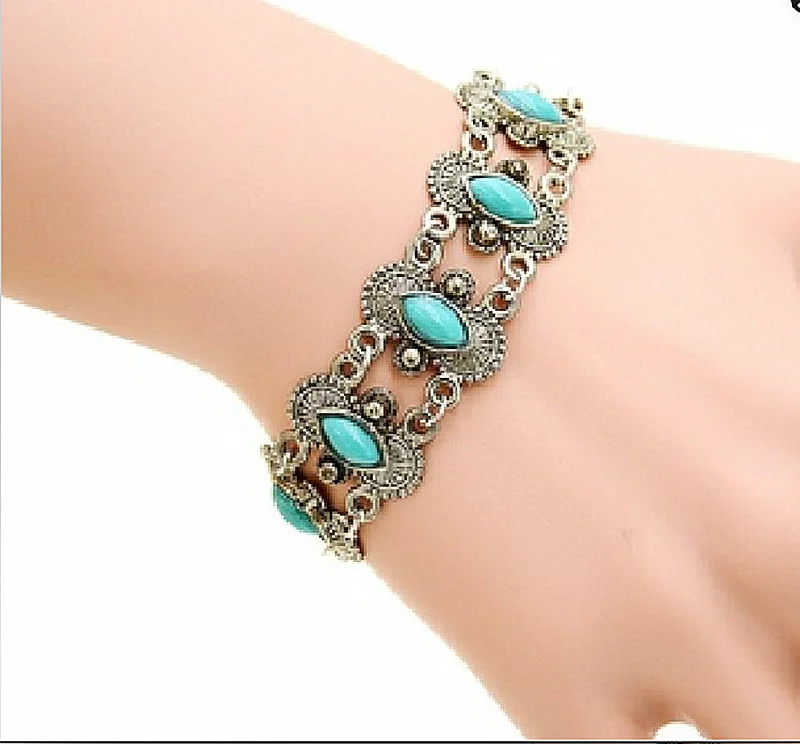 Wholesale Turquoise Vintage Ethnic Water Drop Bracelet