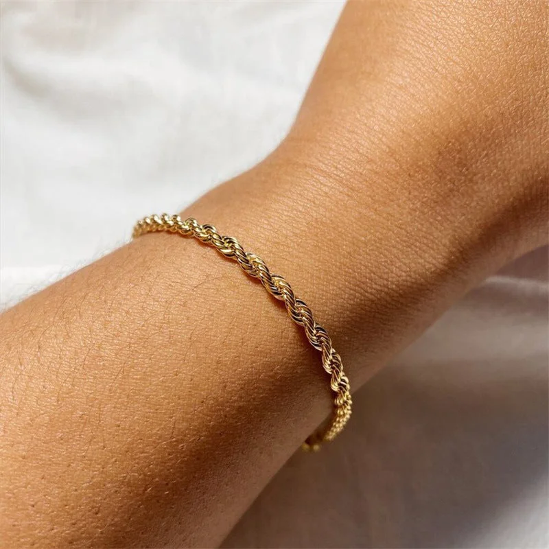 Wholesale Twist Chain Gold Stainless Steel Bracelet