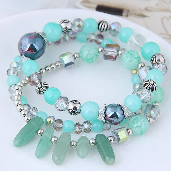 Wholesale Vintage Cat's Eye Crystal Agate Beaded Multi-layer Bracelet