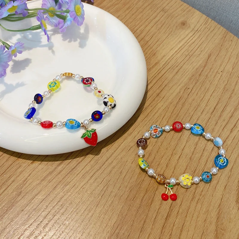 Wholesale Vintage Flower Fruit Plastic Beaded Bracelets