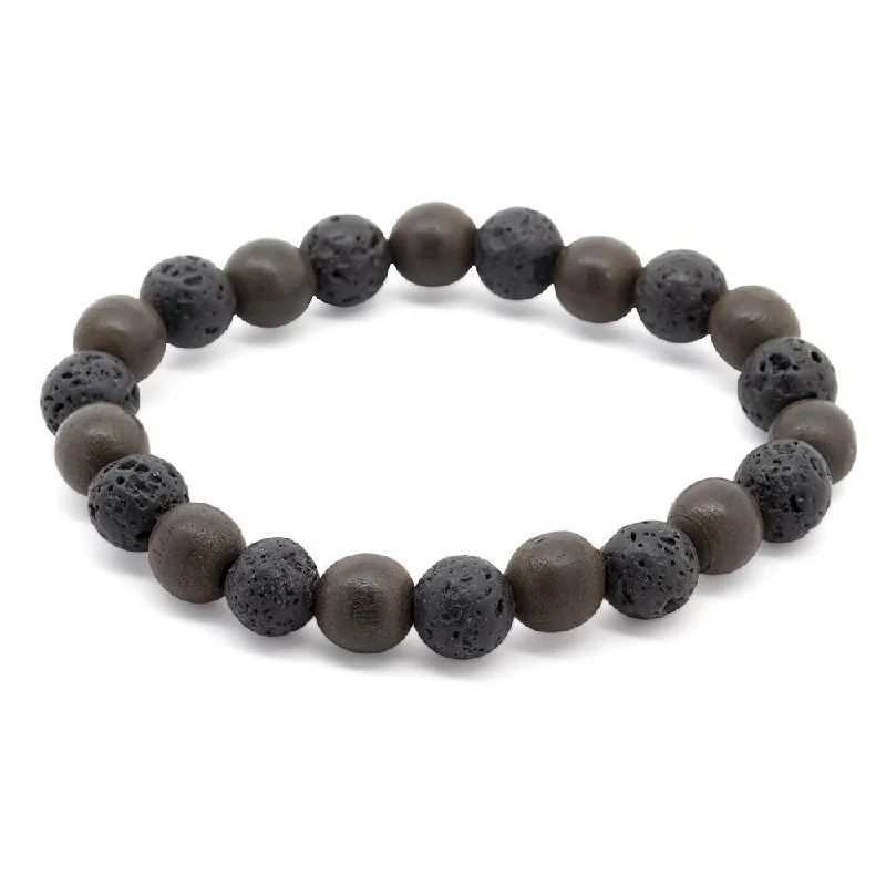 Wood and Lava Rock Stretch Bracelet